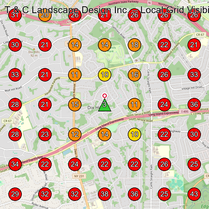 T & C Landscape Design Inc. GeoGrid visibility map for Landscape Designer in Huntington